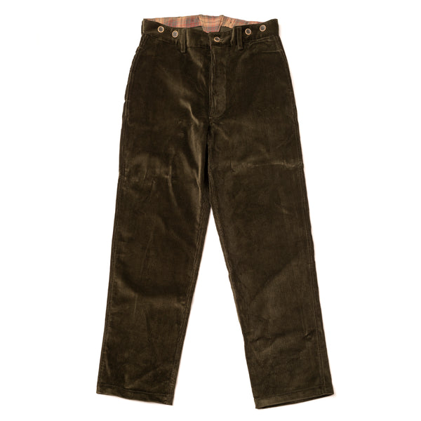 PANTALON "MANARD" VELOURS Vert Olive