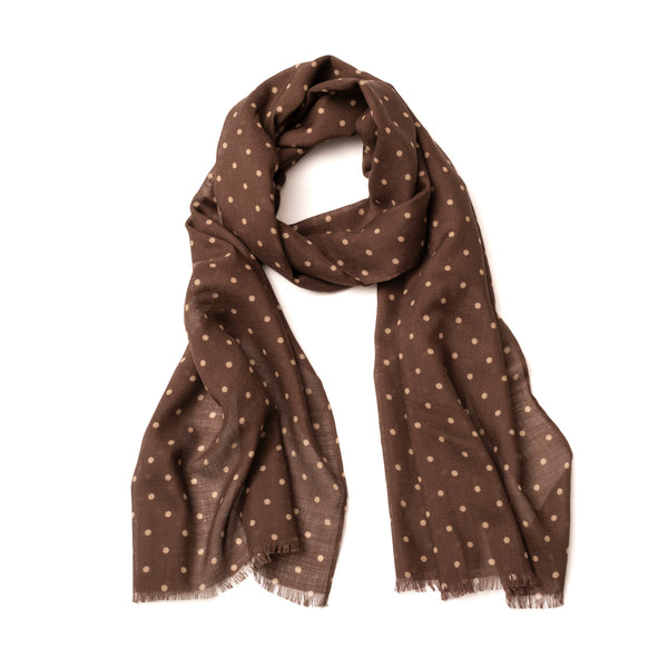 Echarpe Laine et soie "Polka" marron