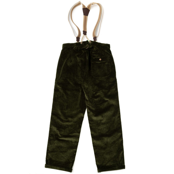 PANTALON "MANARD" VELOURS Vert Olive