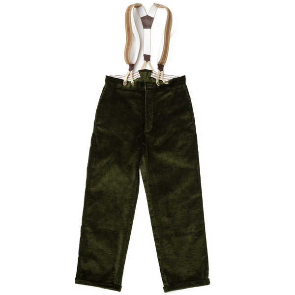 PANTALON "MANARD" VELOURS Vert Olive