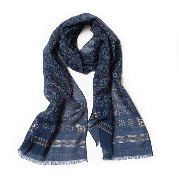 Echarpe laine et soie "GIPSY" indigo